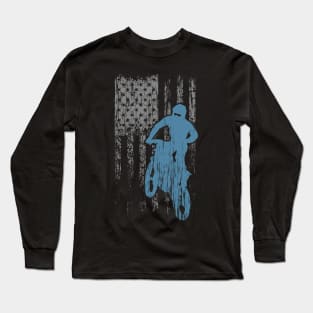 Dirtbike Flag USA Long Sleeve T-Shirt